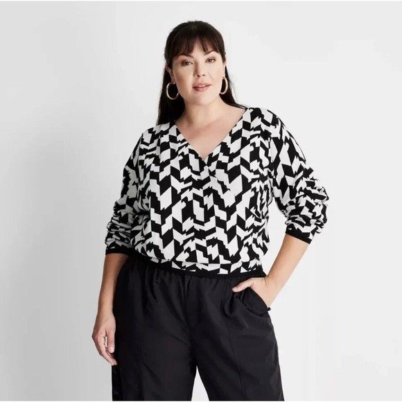 Target Sweaters - Kahlana Barfield Brown Asymmetrical V-Neck Crop Sweater Future Collective 2X